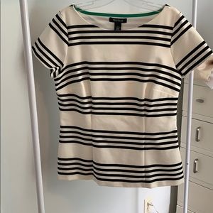Black and white boat neck top